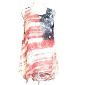 American Flag Tank Top Large 4th of July Memorial Day Patriotic